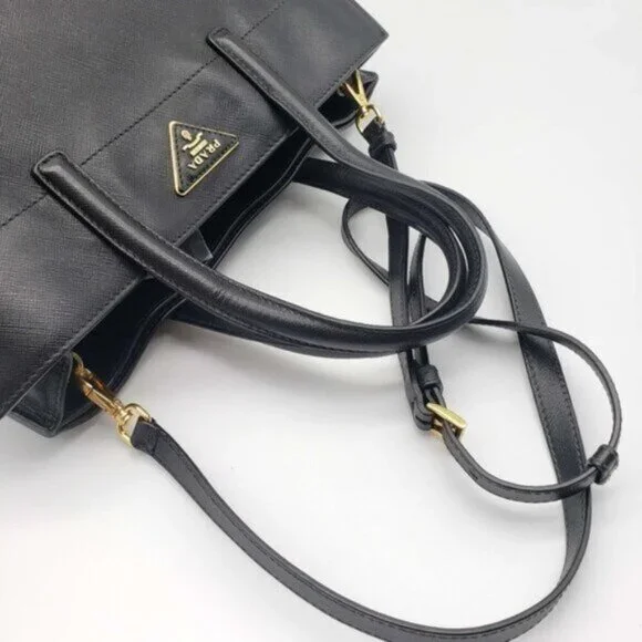 Prada Saffiano Triple Pocket Nero Black Shoulder Bag - Picture 7 of 16